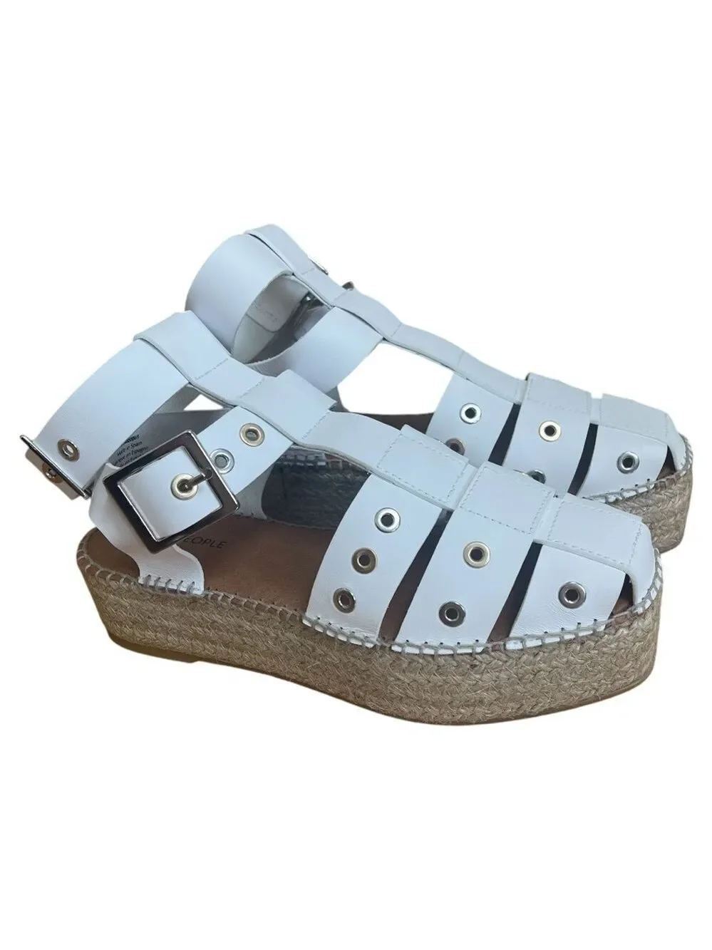 Free People Gable Glad Espadrille Gladiator Sandals White Leather Size 36, US 6